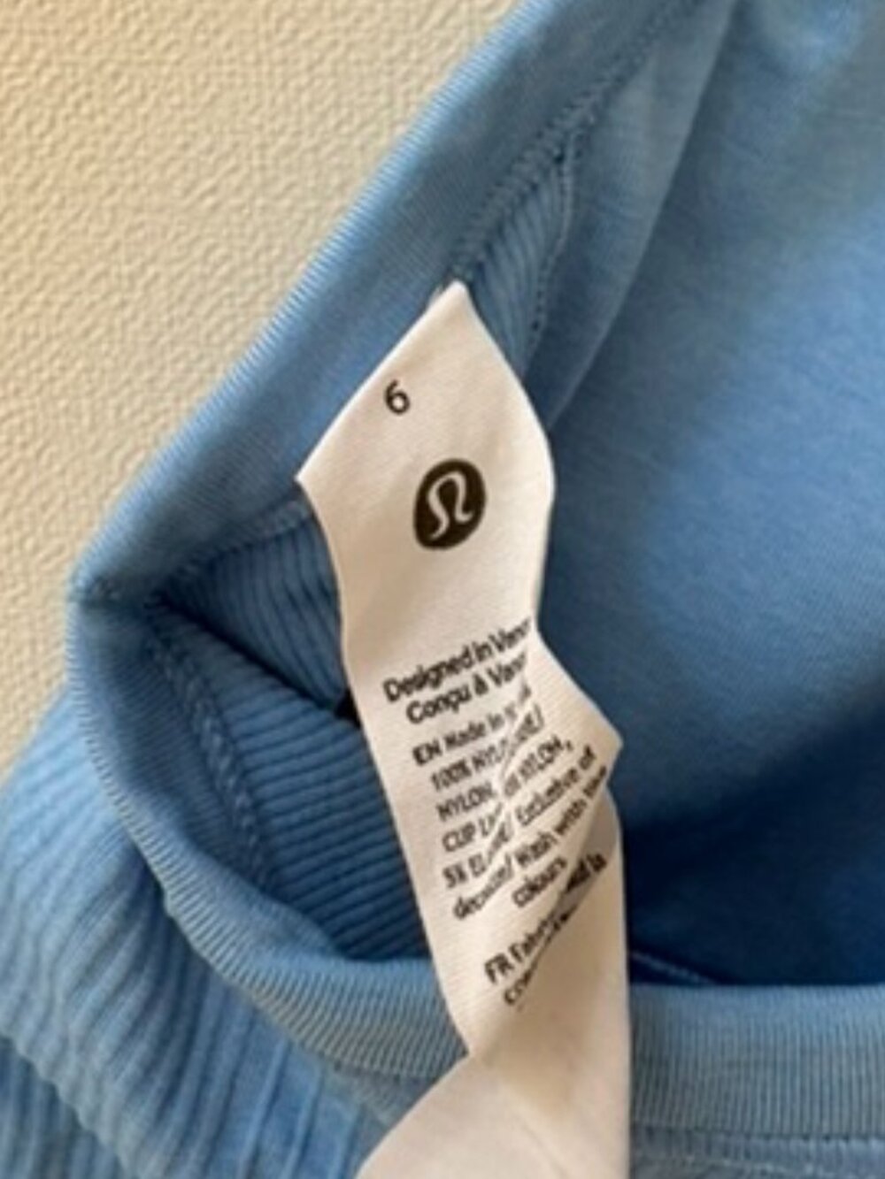 Lululemon Blue Ribbed Racerback Tank Built-In Bra Size 6 - Picture 3 of 3